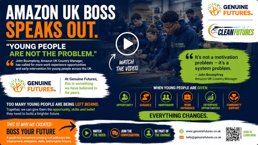 A powerful national conversation is finally beginning.

In a recent BBC interview, Amazon UK Country Manager John Boumphrey spoke openly about the urgent need for meaningful work experience and early opportunities for young people.