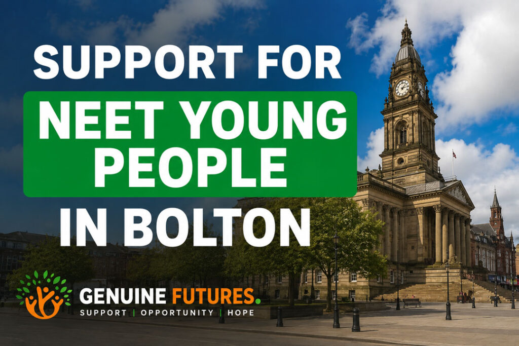Discover how Clean Futures and Genuine Futures support NEET young people in Bolton through mentoring, enterprise, employability programmes, community action, and real-world opportunities.